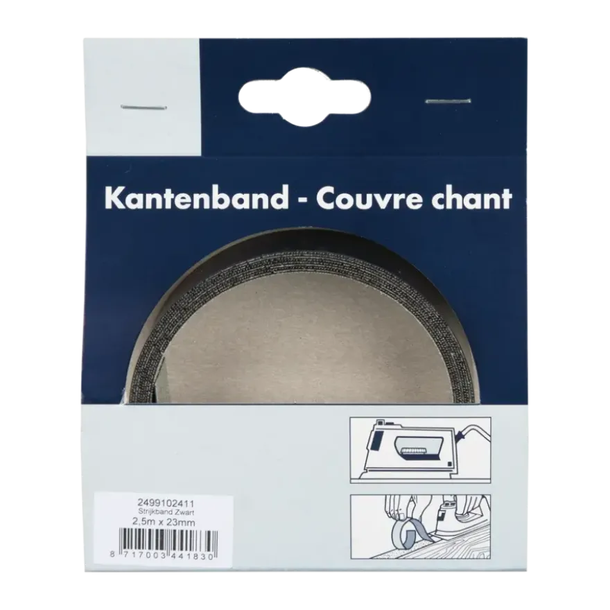 Strijkband zwart 23 mm 2,5 m