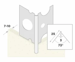 Stuc-/ hoekprofiel aluzink staal voor 6 mm stucdikte 260 cm