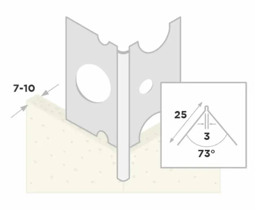 Stuc-/ hoekprofiel aluzink staal voor 6 mm stucdikte 260 cm
