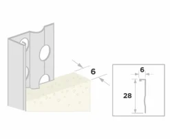 Stucstopprofiel aluzink staal voor 6 mm stucdikte 260 cm