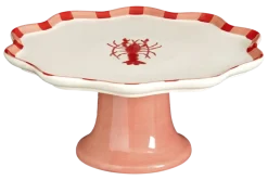 Taartschaal op voet kreeft rood - l29xb27,5xh11cm