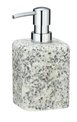 Terrazzo zeepdispenser Polyresin wit/beige/grijs 240 ml