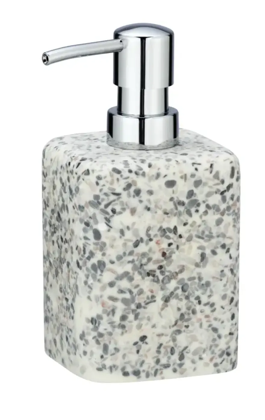 Terrazzo zeepdispenser Polyresin wit/beige/grijs 240 ml