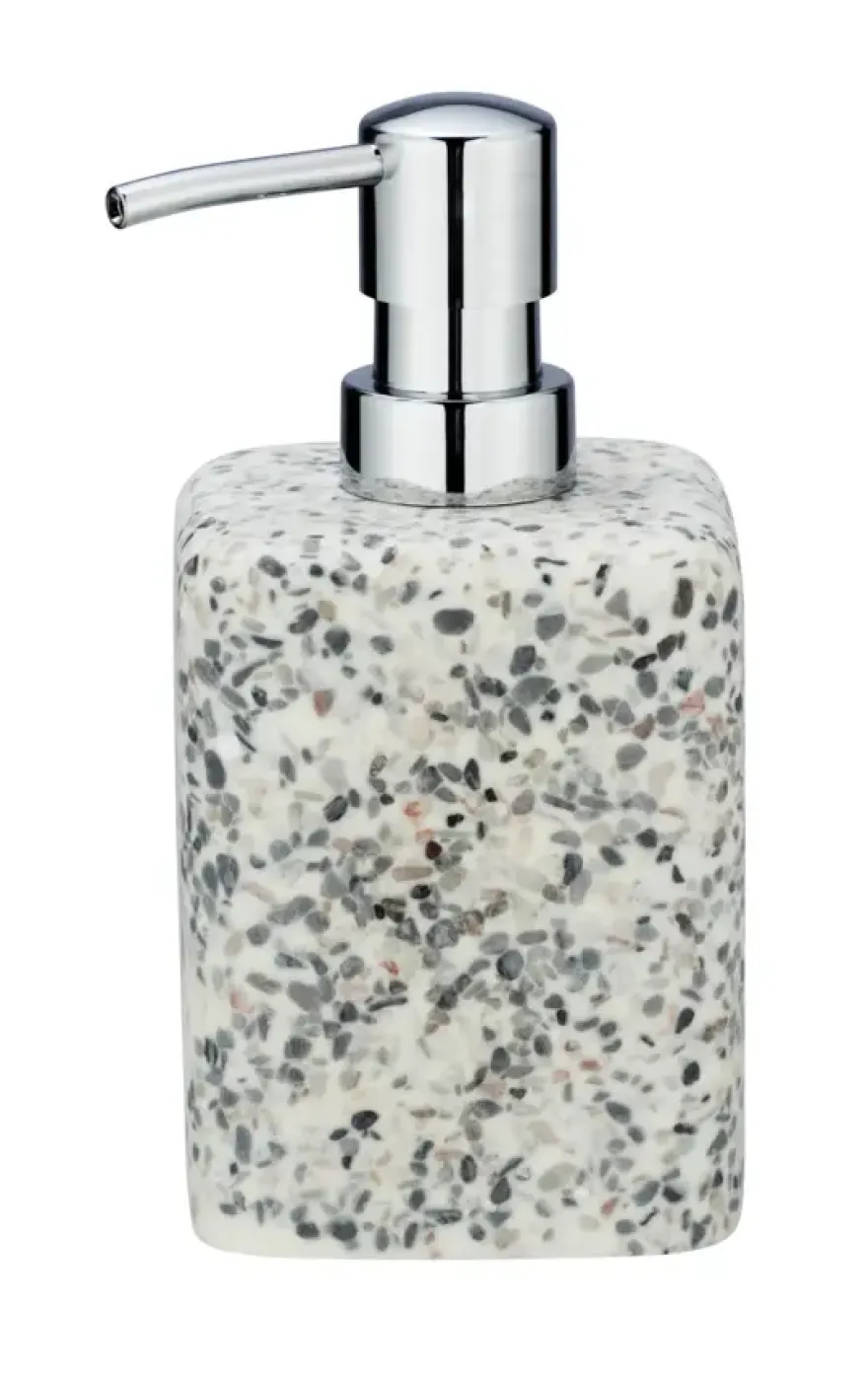Terrazzo zeepdispenser Polyresin wit/beige/grijs 240 ml