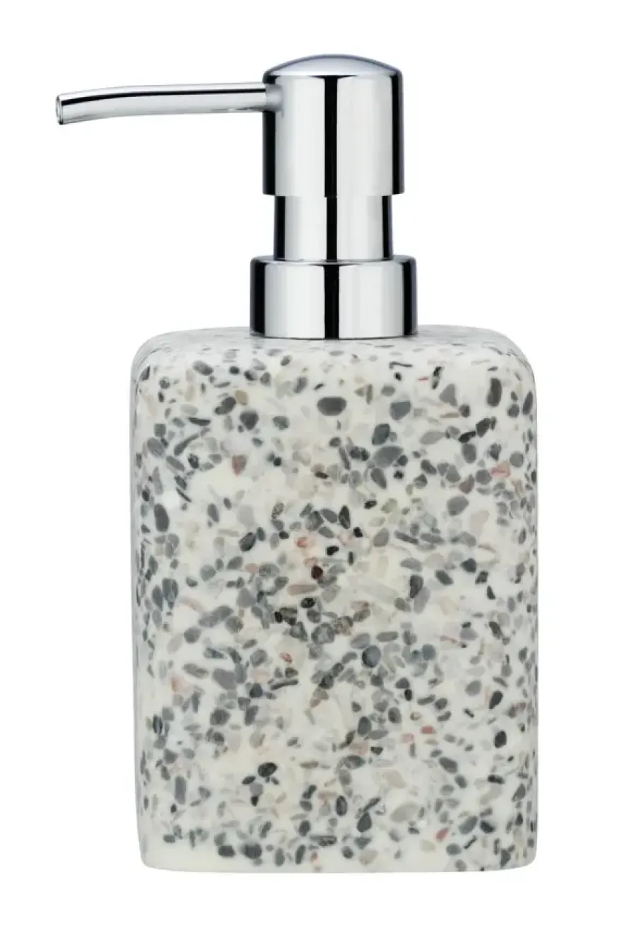 Terrazzo zeepdispenser Polyresin wit/beige/grijs 240 ml