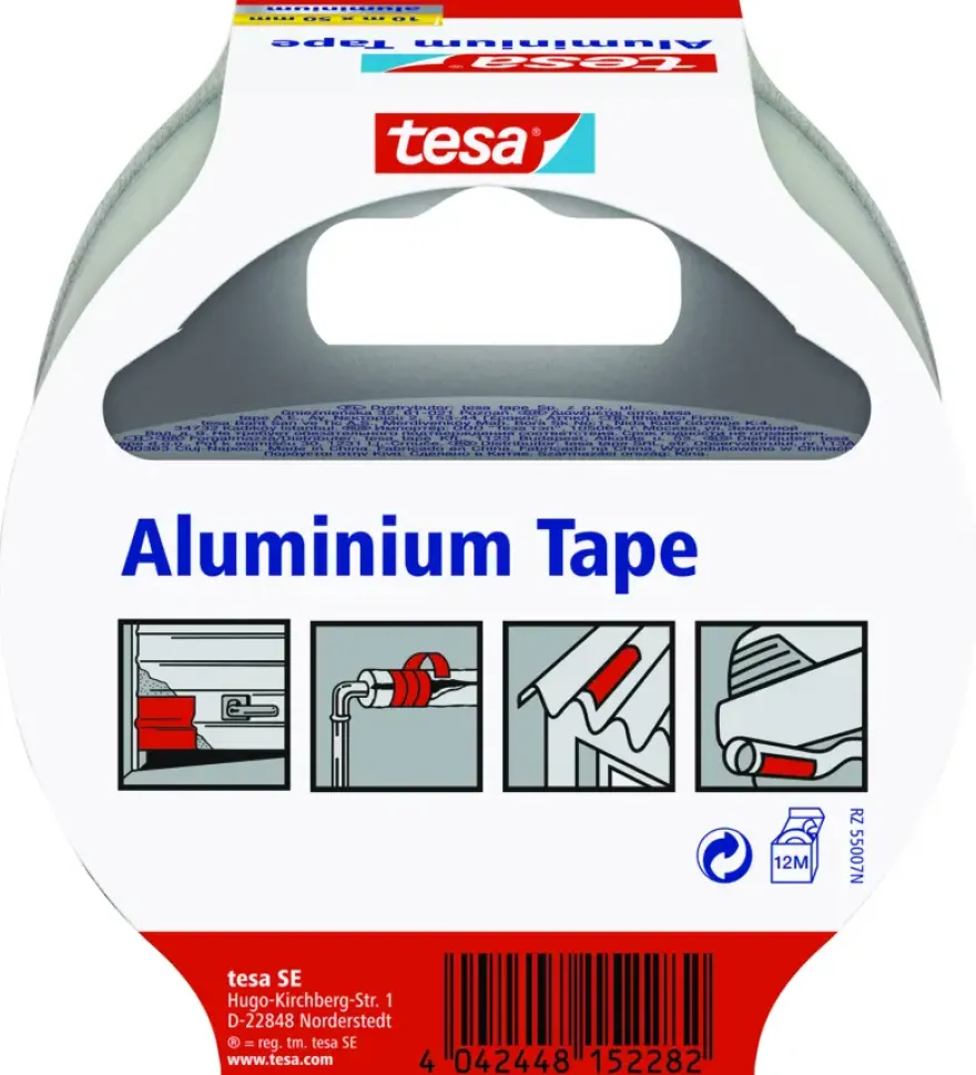 Tesa aluminiumtape grijs zilver 10 m x 50 mm