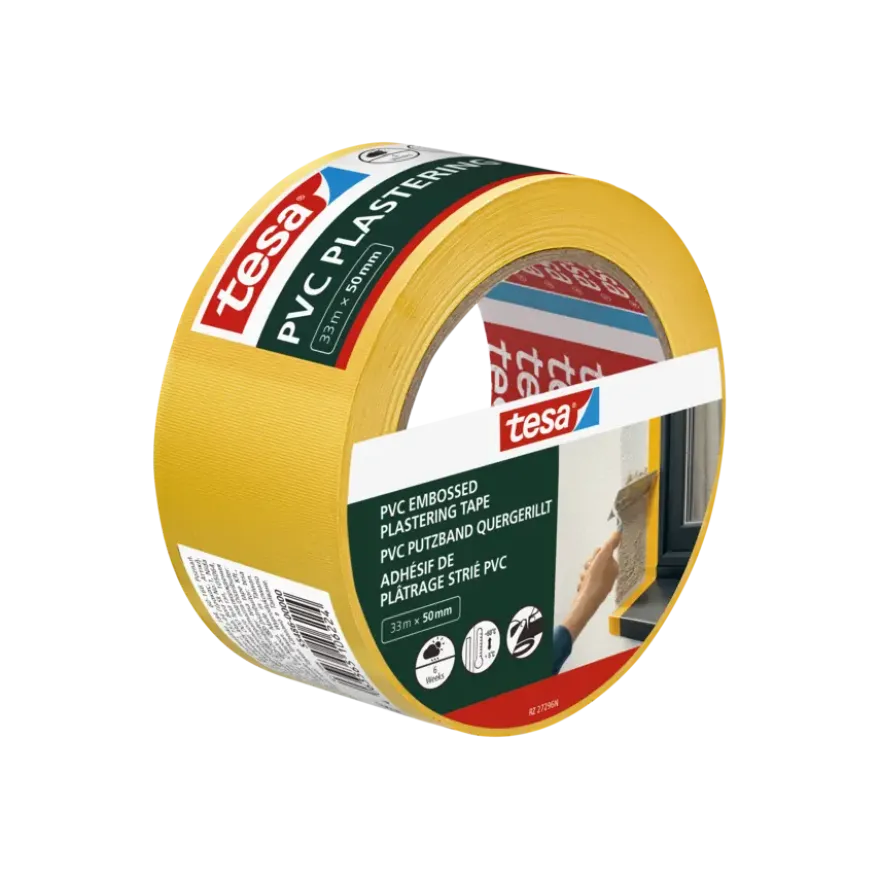 Tesa bepleisteringstape PVC geel reliëf 50 mm x 33 m