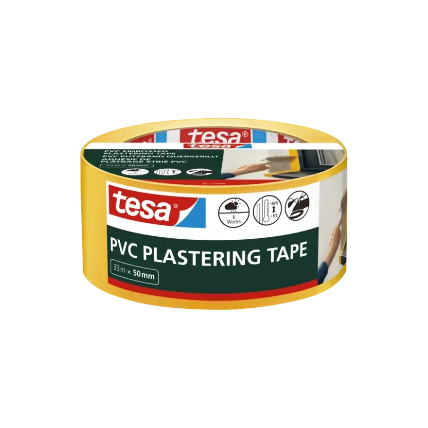 Tesa bepleisteringstape PVC geel reliëf 50 mm x 33 m