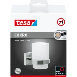 Tesa Ekkro bekerhouder verchroomd met gesatineerd glas