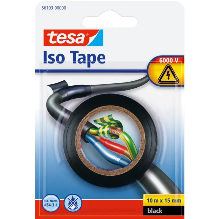 Tesa elektrische isolatietape zwart 15 mm x 10 m