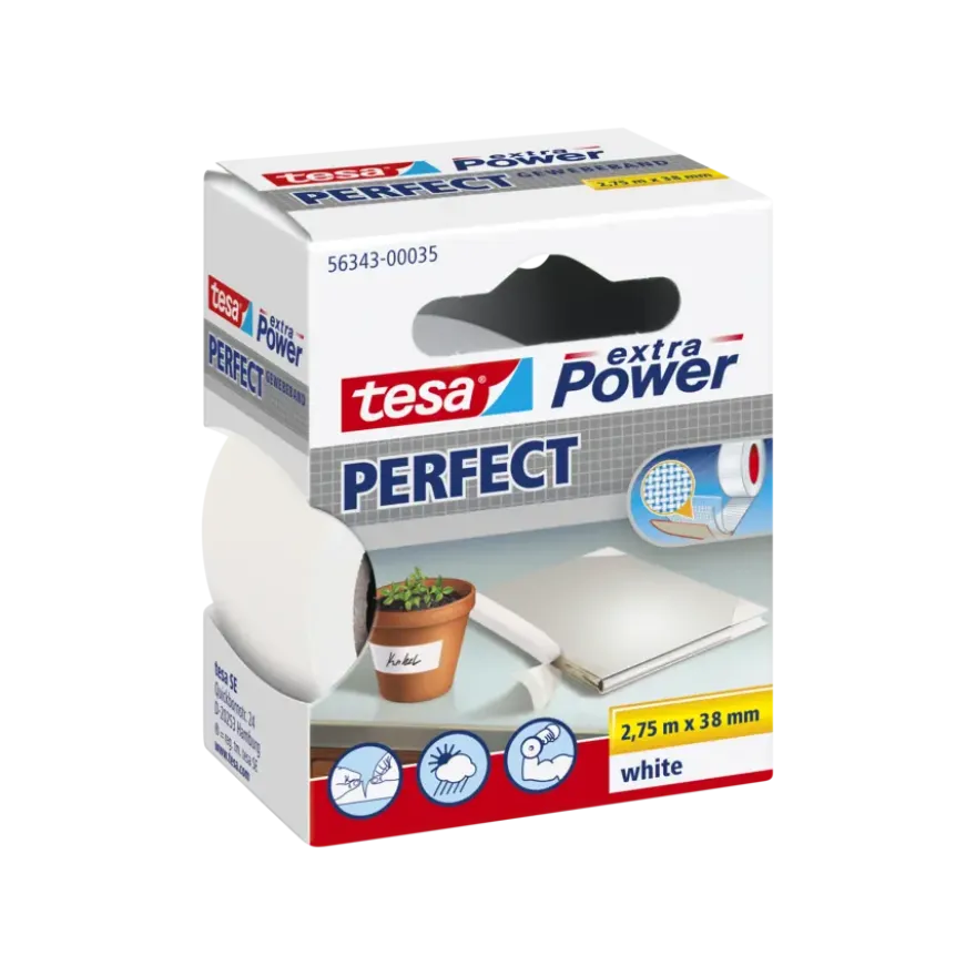 Tesa Extra Power Perfect ducttape wit 38 mm x 2,75 m
