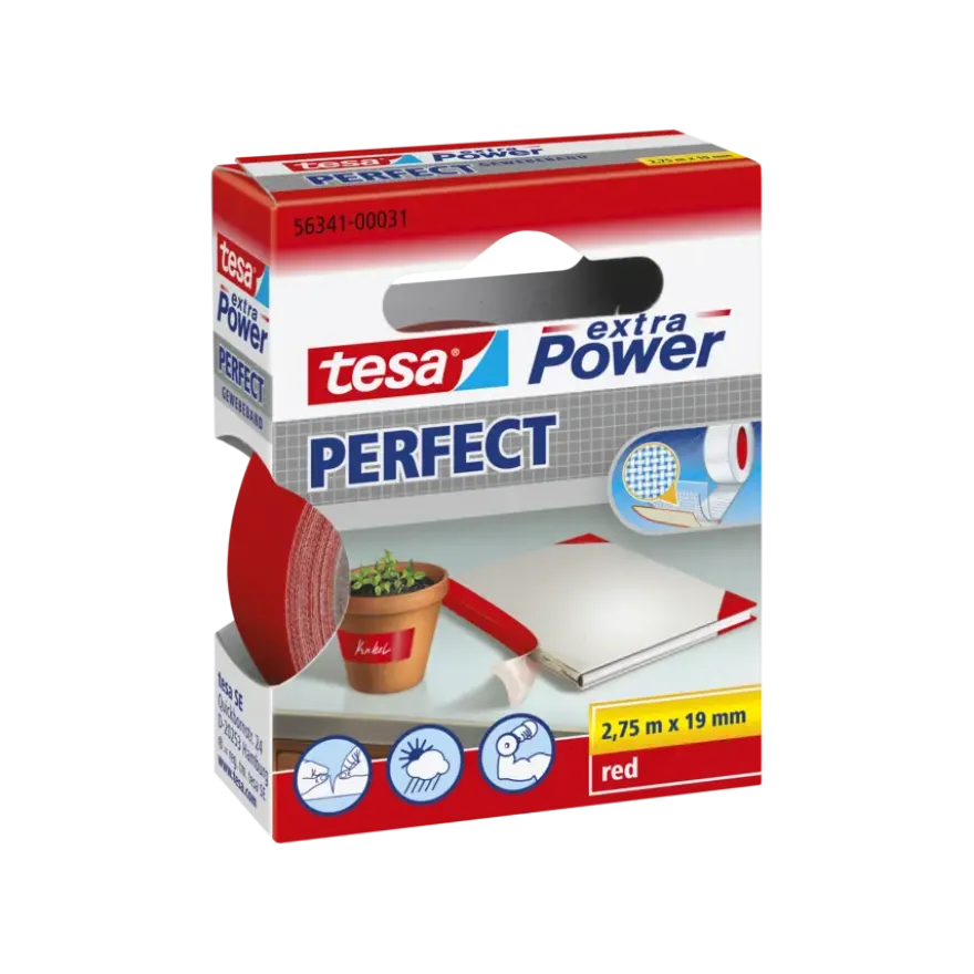Tesa Extra Power Perfect ducttape rood 19 mm x 2,75 m