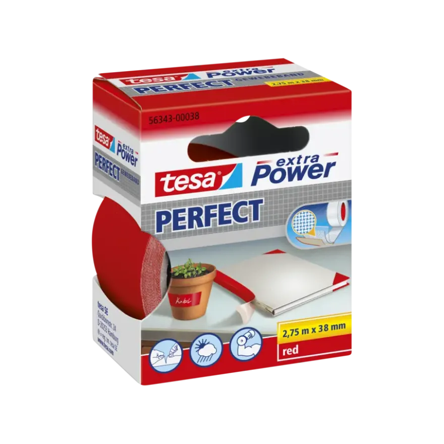 Tesa Extra Power Perfect ducttape rood 38 mm x 2,75 m