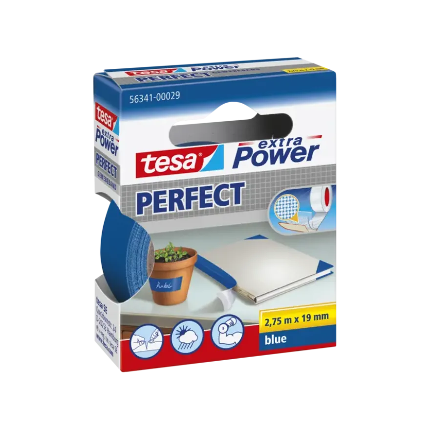 Tesa Extra Power Perfect ducttape blauw 19 mm x 2,75 m
