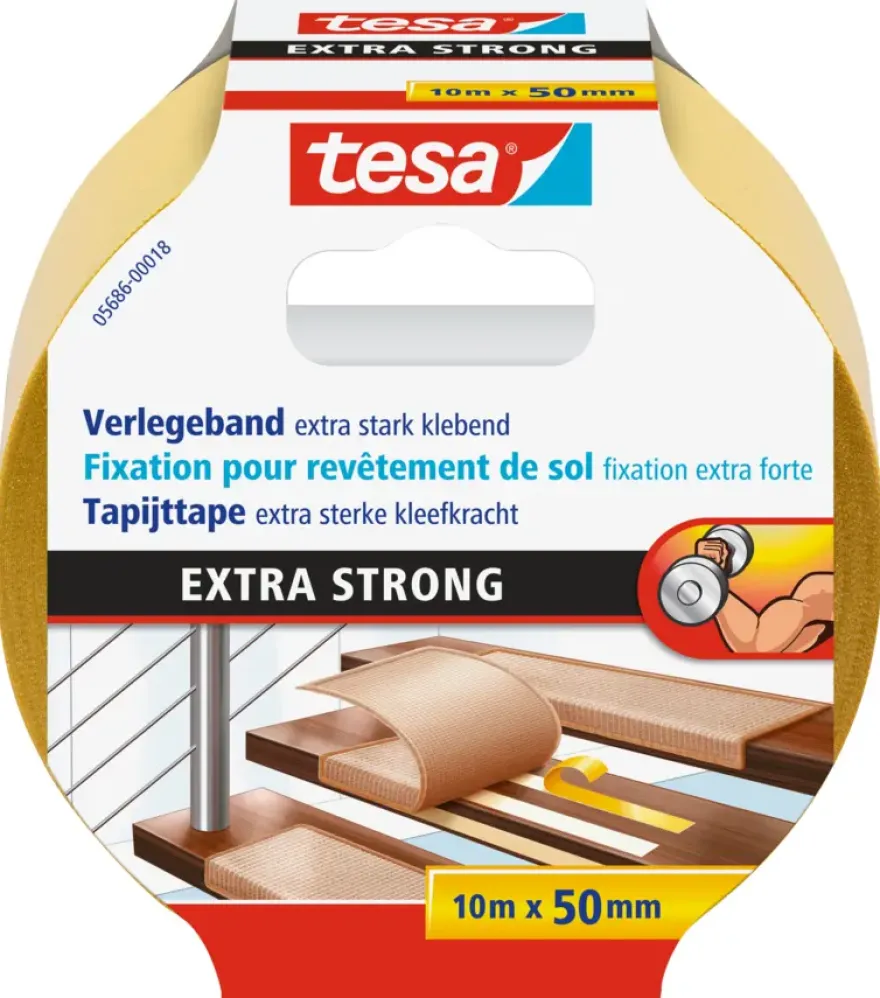 Tesa Extra Sterk tapijttape geel 10 m x 50 mm