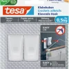 Tesa klevende haak voor behang en pleisterwerk wit 0,5 kg 2 stuks
