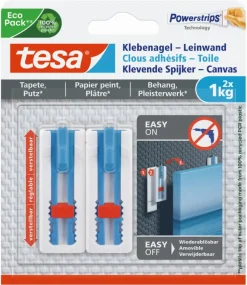 Tesa klevende spijker canvas voor behang en pleisterwerk verstelbaar wit 1 kg 2 stuks