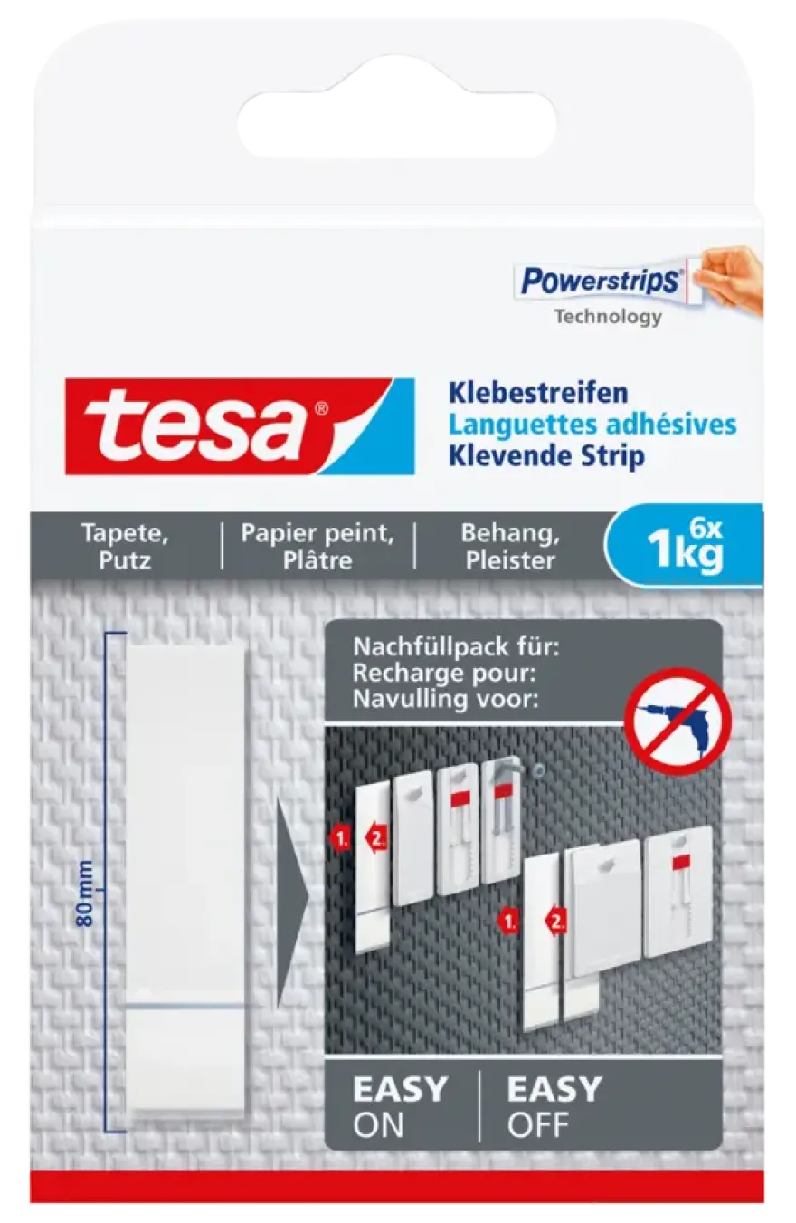 Tesa Klevende Strips voor Behang & Pleisterwerk 1 kg
