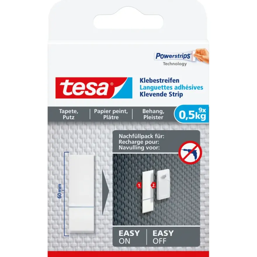 Tesa Klevende Strips voor Behang & Pleisterwerk 0,5 kg