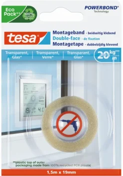 Tesa Montagetape voor Transparant & Glas 20 kg/m