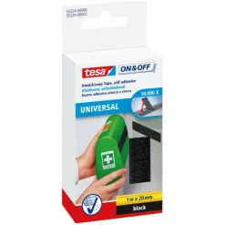 Tesa On&Off klittenband zwart 20 mm 1 m