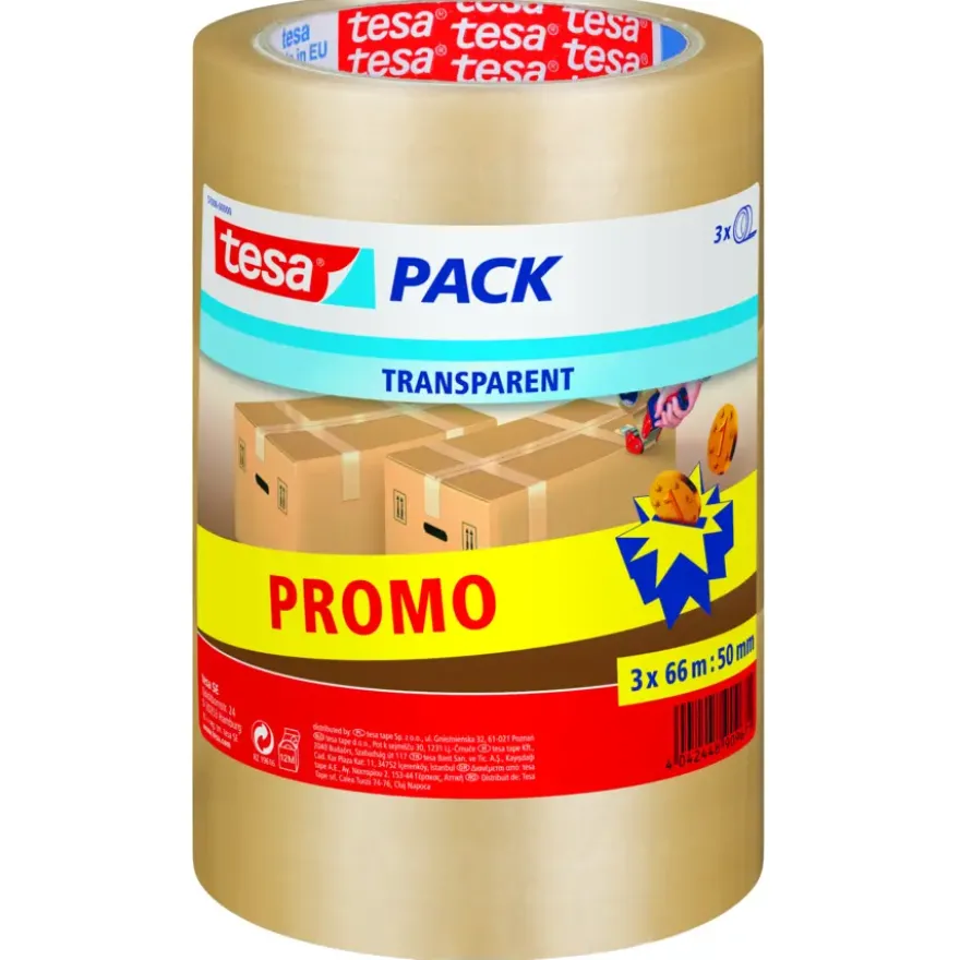 Tesa Pack verpakkingstape transparant 66 m x 50 mm (3 stuks)