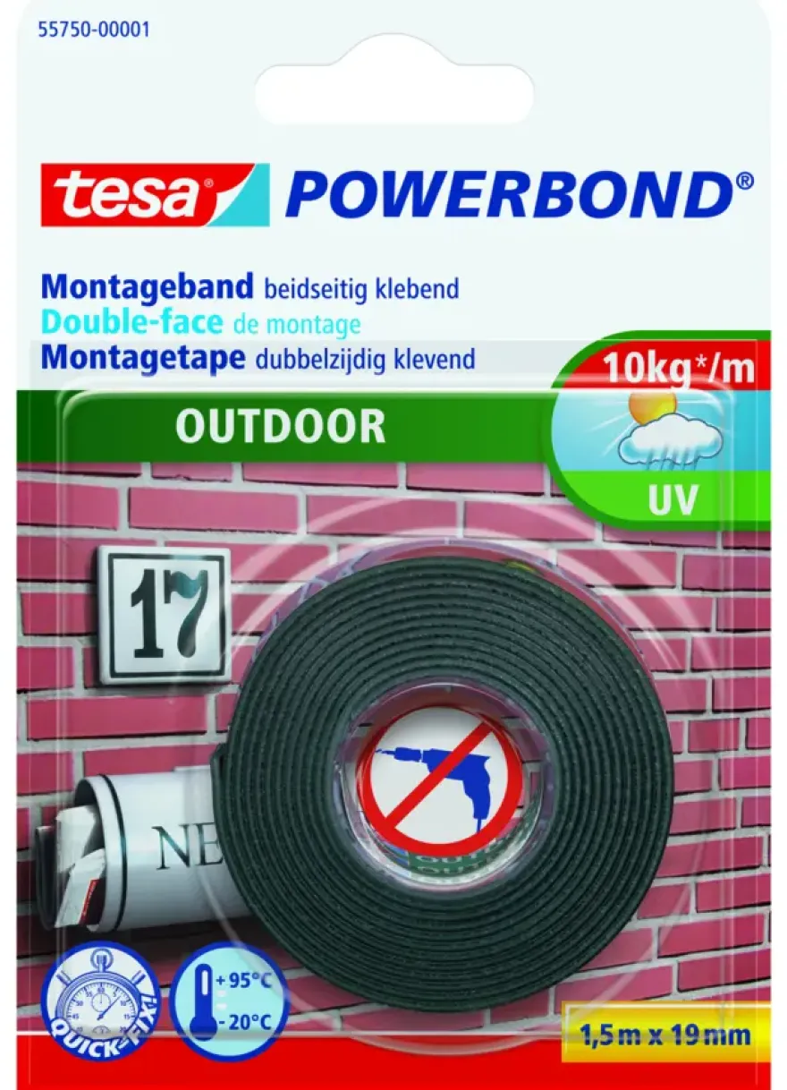 Tesa Powerbond montagetape outdoor wit 19 mm x 1,5 m