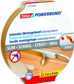 Tesa Powerbond montagetape smal 5 m x 9 mm (2 stuks)