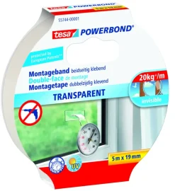 Tesa Powerbond montagetape transparant 19 mm x 5 m