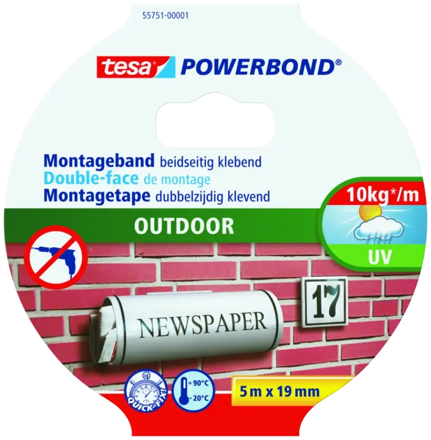 Tesa Powerbond Outdoor montagetape groen 5 m x 19 mm