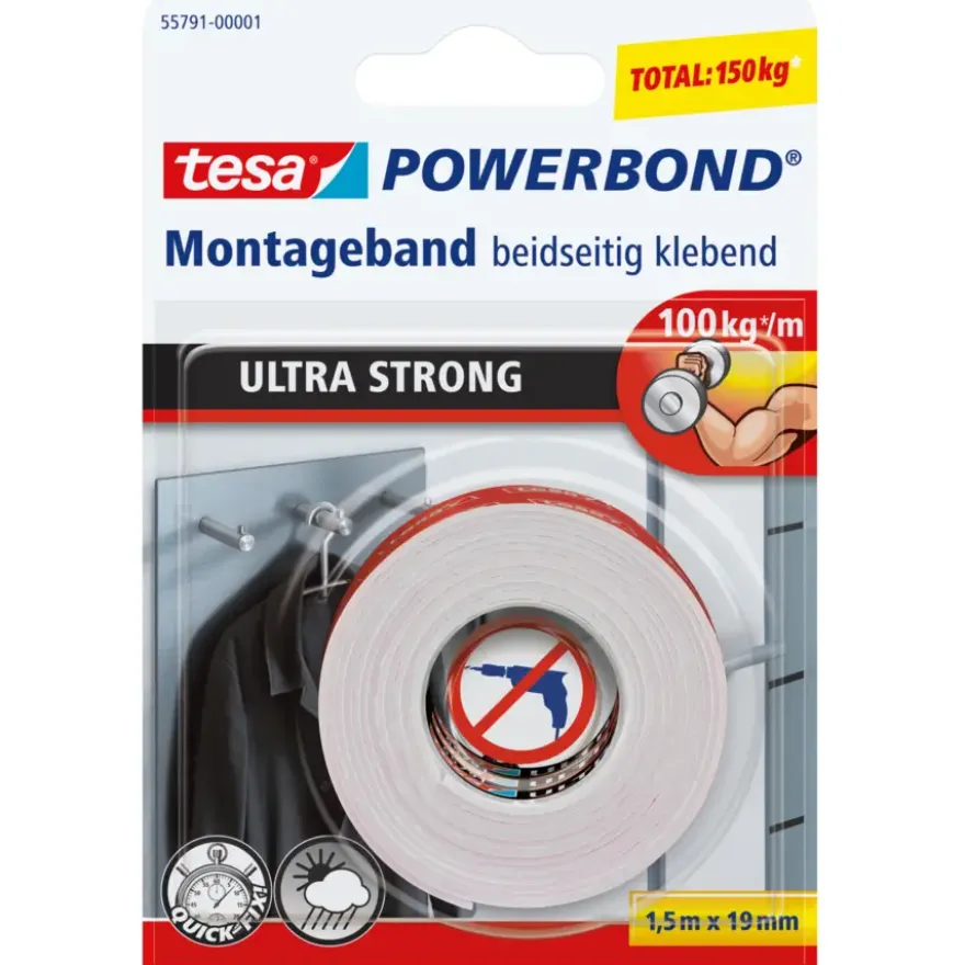 Tesa Powerbond Ultra Strong montagetape 19 mm x 1,5 m