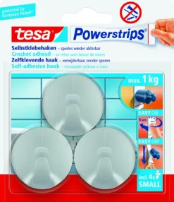 Tesa Powerstrips haak mat chroom rond 3 stuks