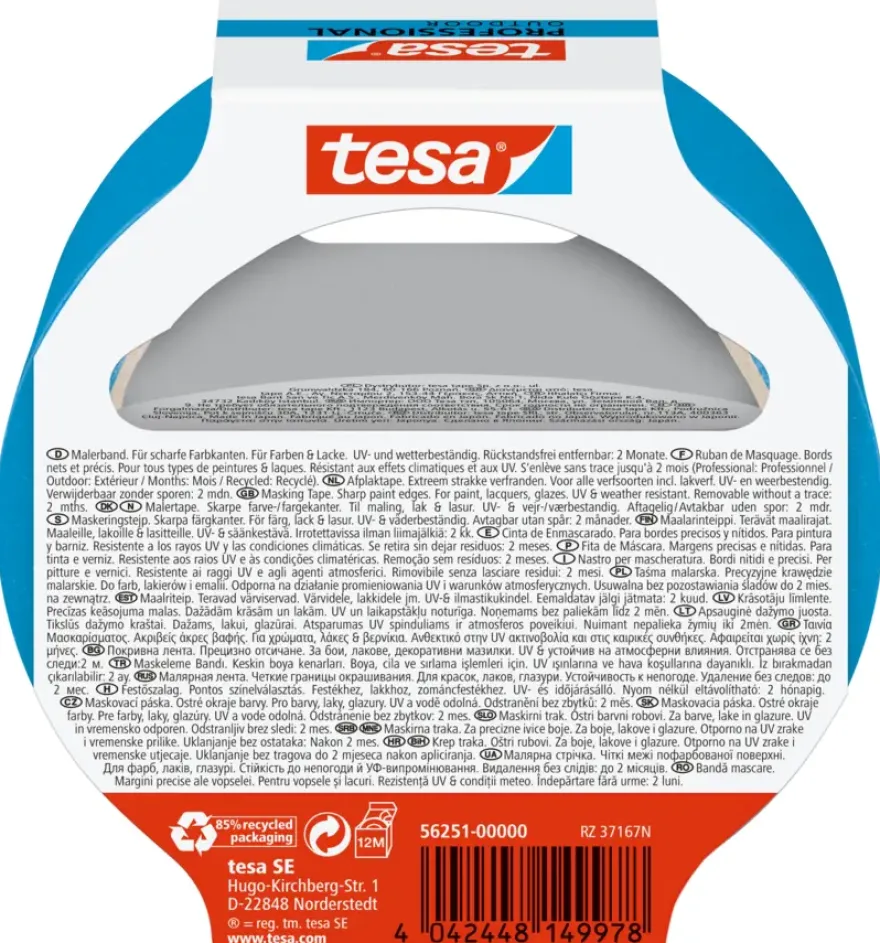 Tesa Professional Outdoor schilderstape blauw 38 mm x 25 m