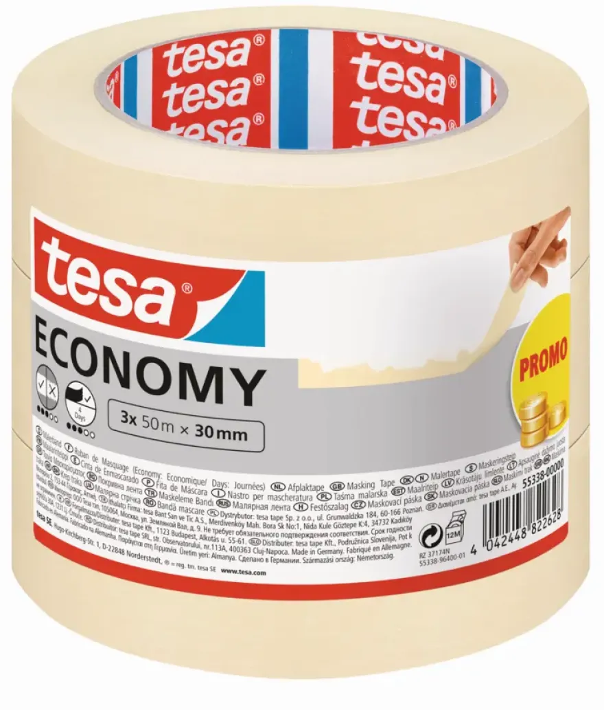 Tesa schilderstape universeel beige 50 m x 30 mm (3 stuks)