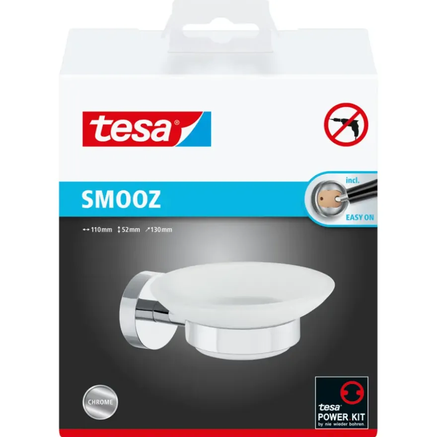 Tesa Smooz zeephouder gesatineerd glas chroom