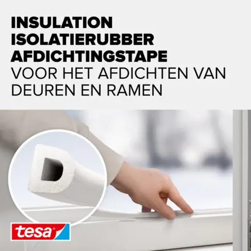 Tesa Tochtband D-profiel zelfklevend wit 6m