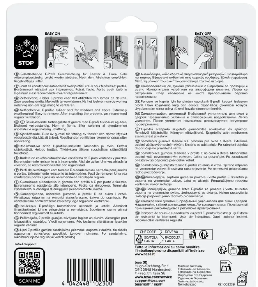 Tesa Tochtband E-profiel zelfklevend bruin 6m