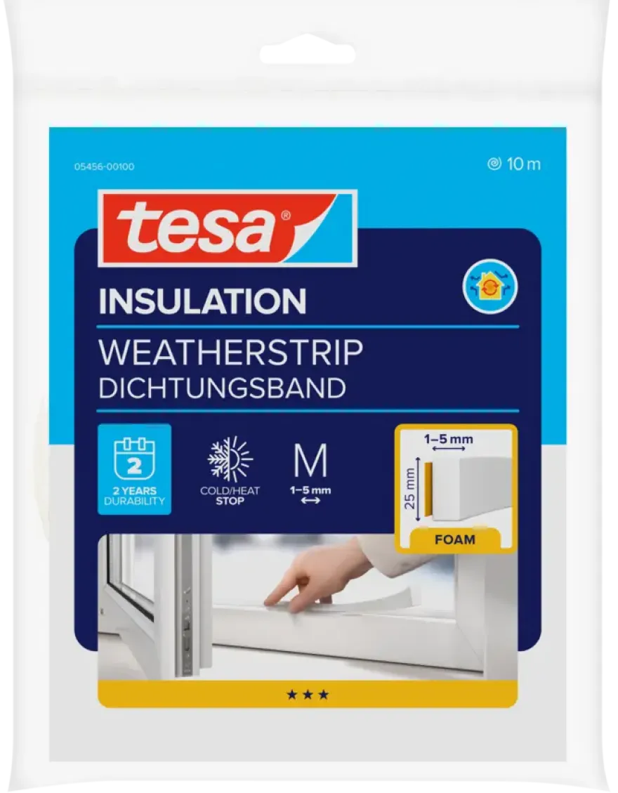 Tesa Tochtband I-profiel zelfklevend wit 25mm x 10m