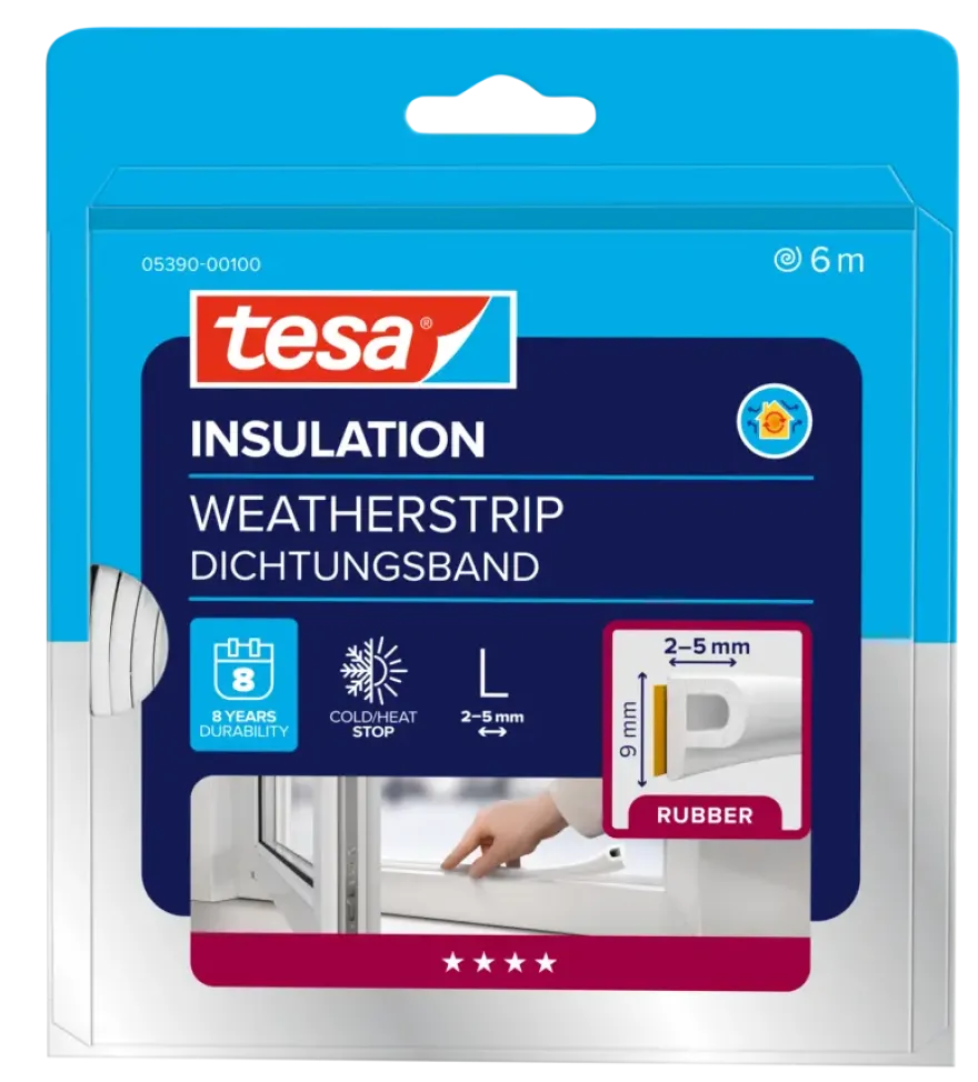 Tesa Tochtband P-profiel zelfklevend wit 6m