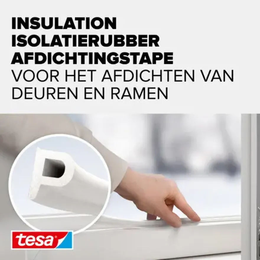 Tesa Tochtband P-profiel zelfklevend wit 6m