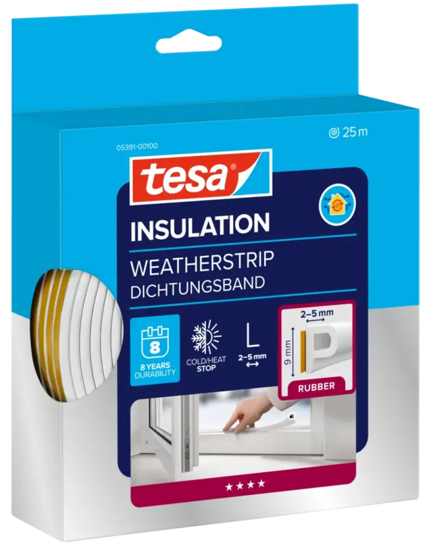 Tesa Tochtband P-profiel zelfklevend wit 25m