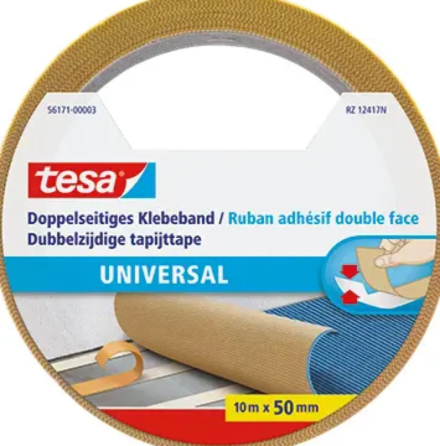 Tesa Universal dubbelzijdig tapijttape 10 m x 50 mm