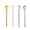 Theelepel glas set van 4 roze, bruin, groen en blauw