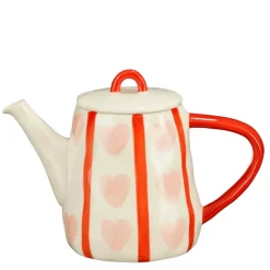 Theepot hart roze rood - l22,5xb12xh16cm