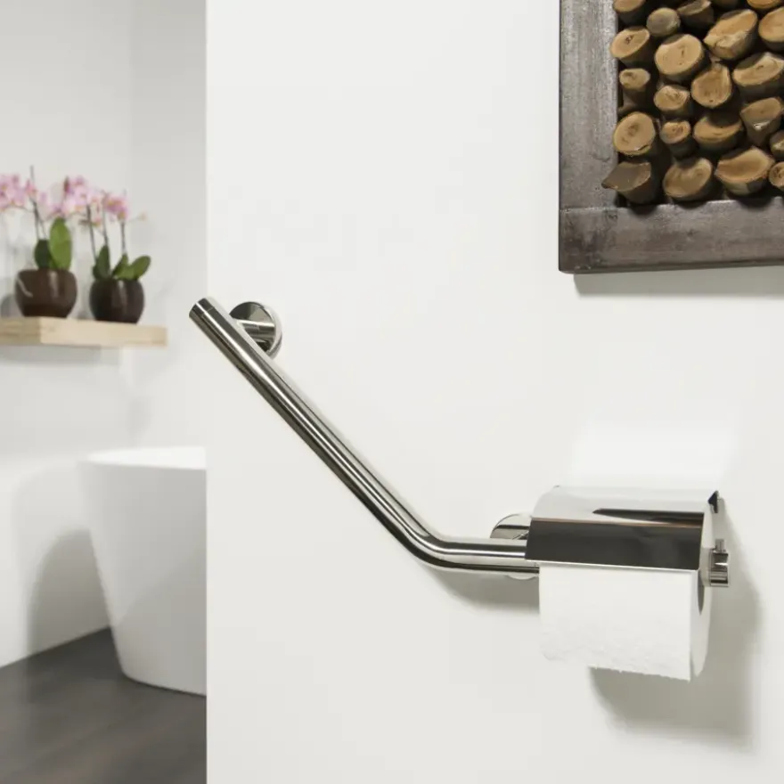 Tiger Boston Comfort en Safety toiletrolhouder met steun links chroom