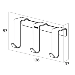 Tiger douchehaak Rack 6-8 mm RVS (3 haakjes)