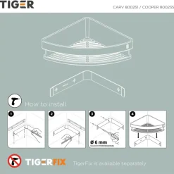 Tiger douchemand Cooper hoek 21 cm Zwart / RVS geborsteld