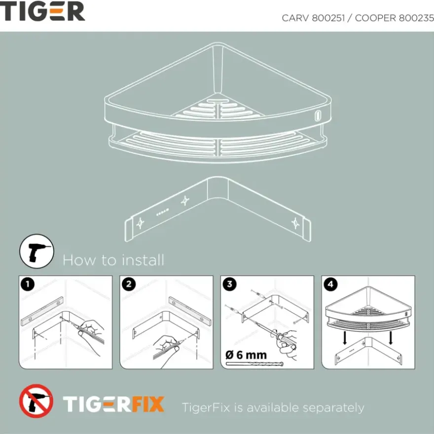 Tiger douchemand Cooper hoek 21 cm Zwart / RVS geborsteld
