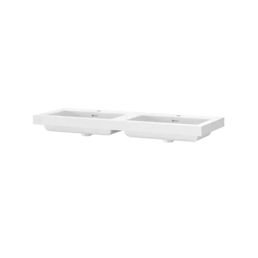 Tiger dubbele opbouw wastafel T-line Quadro mat wit polybeton 120 cm