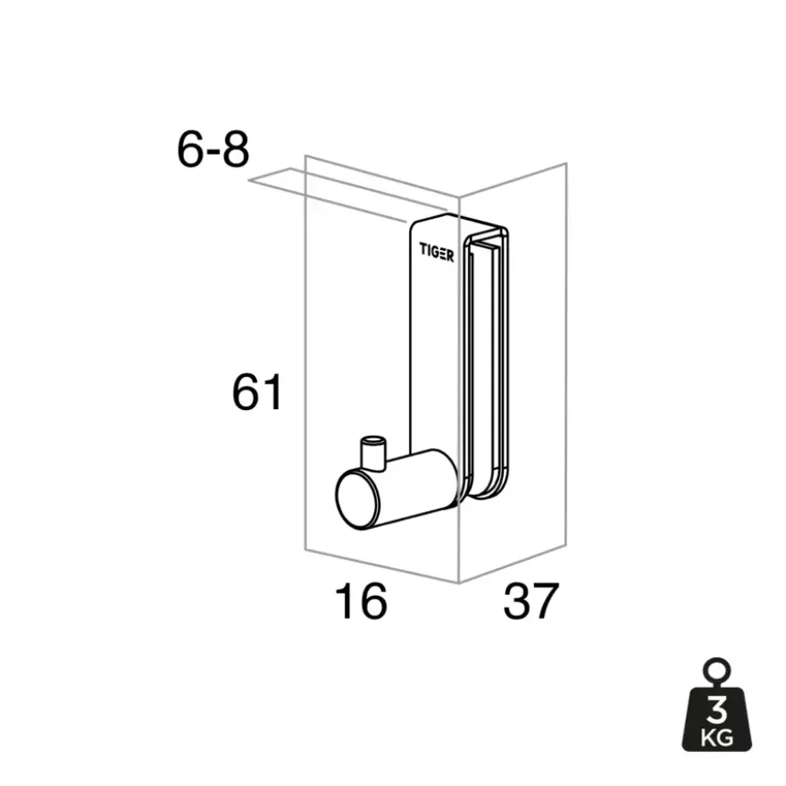 Tiger haak mat zwart voor douchecabine 6–8 mm